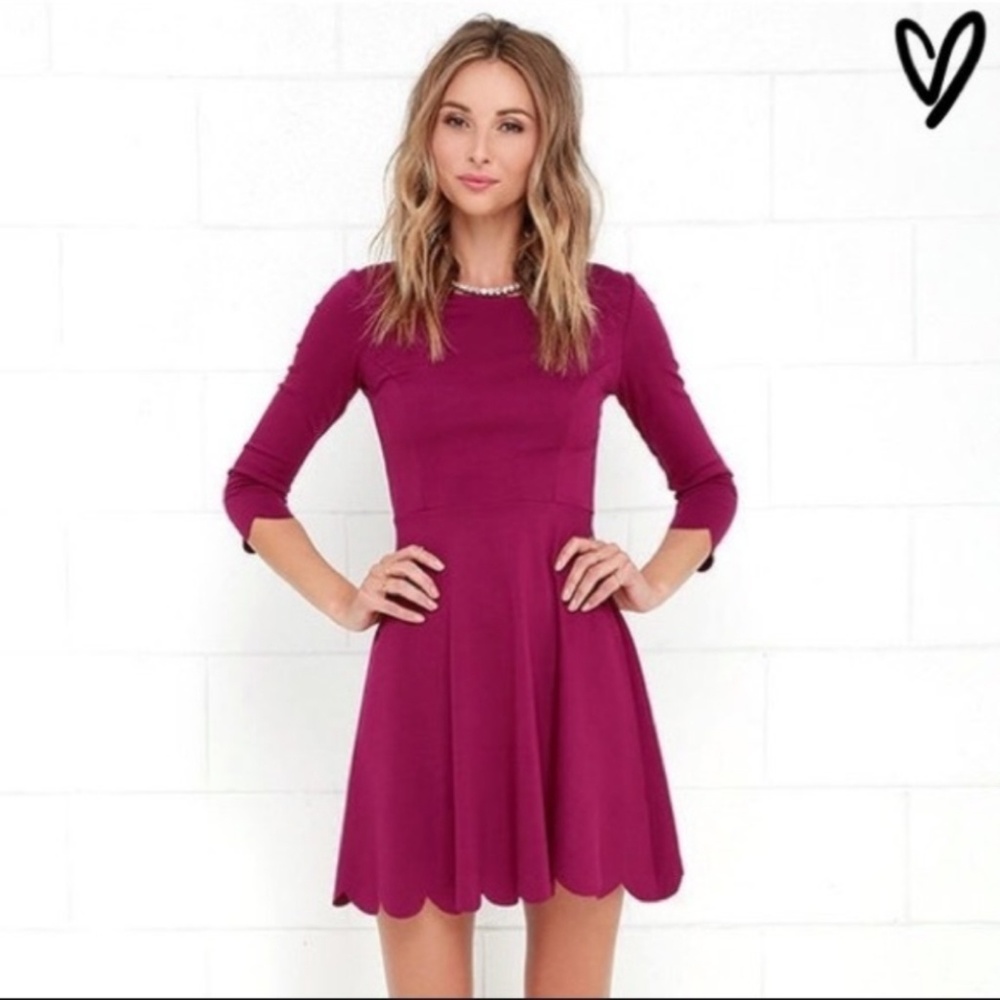 New Lulus Cumulonimbus Clouds scallop skater dress